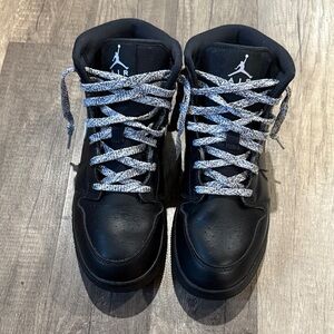 Jordan1 mid Black and White speckle Sneakers